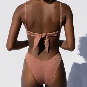 NWT Montce Mauve Sparkle Lulu (Zig Zag Stitch) Bikini Bottom size medium